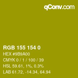 Farbcode: RGB 155 154 0 | qconv.com