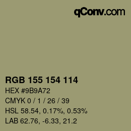 Color code: RGB 155 154 114 | qconv.com