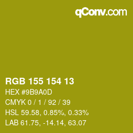 Code couleur: RGB 155 154 13 | qconv.com