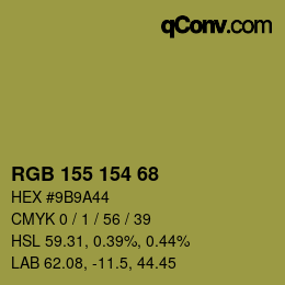 Color code: RGB 155 154 68 | qconv.com