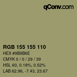 Color code: RGB 155 155 110 | qconv.com
