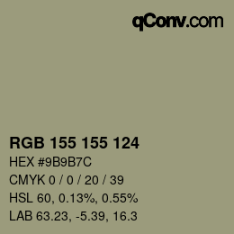 Color code: RGB 155 155 124 | qconv.com