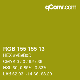 Color code: RGB 155 155 13 | qconv.com