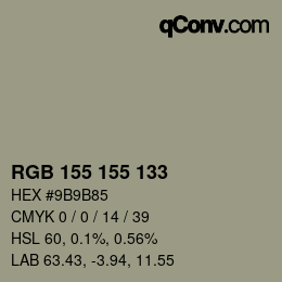 颜色代码: RGB 155 155 133 | qconv.com