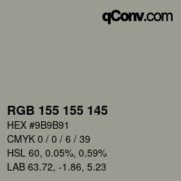 カラーコード: RGB 155 155 145 | qconv.com