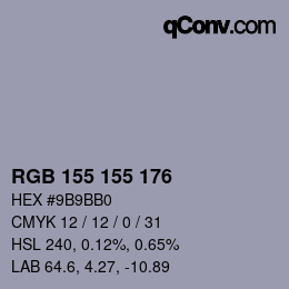 Color code: RGB 155 155 176 | qconv.com