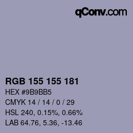 Color code: RGB 155 155 181 | qconv.com