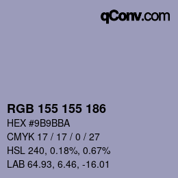 Color code: RGB 155 155 186 | qconv.com