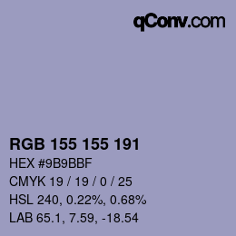 Color code: RGB 155 155 191 | qconv.com