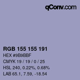 カラーコード: RGB 155 155 191 | qconv.com