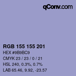 Color code: RGB 155 155 201 | qconv.com