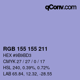 Color code: RGB 155 155 211 | qconv.com