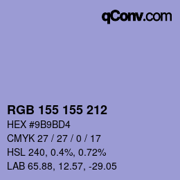 Color code: RGB 155 155 212 | qconv.com