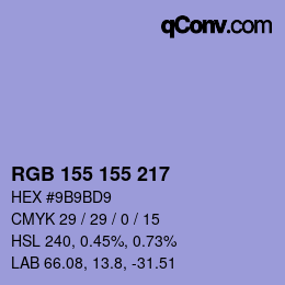 Color code: RGB 155 155 217 | qconv.com