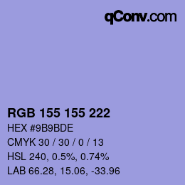 Color code: RGB 155 155 222 | qconv.com