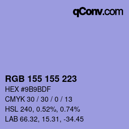 颜色代码: RGB 155 155 223 | qconv.com