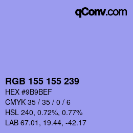 颜色代码: RGB 155 155 239 | qconv.com