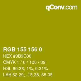 颜色代码: RGB 155 156 0 | qconv.com
