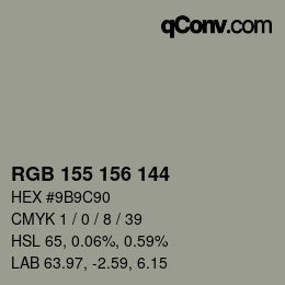 カラーコード: RGB 155 156 144 | qconv.com