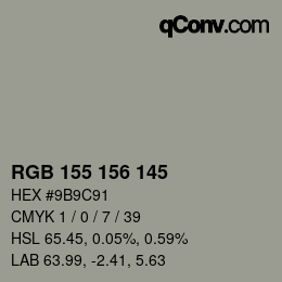 Color code: RGB 155 156 145 | qconv.com