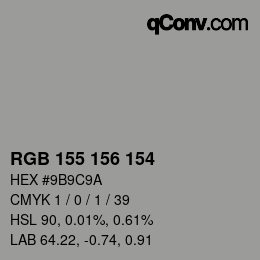 Color code: RGB 155 156 154 | qconv.com