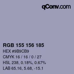 Color code: RGB 155 156 185 | qconv.com