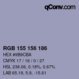 Color code: RGB 155 156 186 | qconv.com