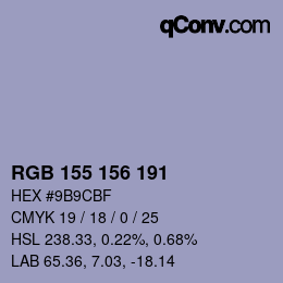 颜色代码: RGB 155 156 191 | qconv.com