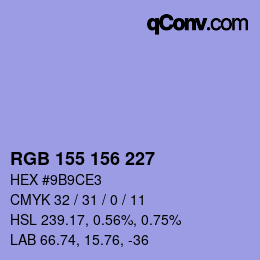 颜色代码: RGB 155 156 227 | qconv.com