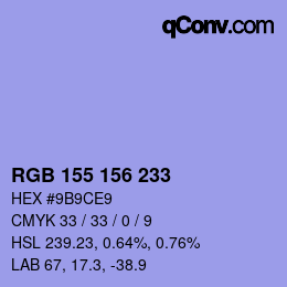 颜色代码: RGB 155 156 233 | qconv.com