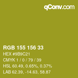 Color code: RGB 155 156 33 | qconv.com