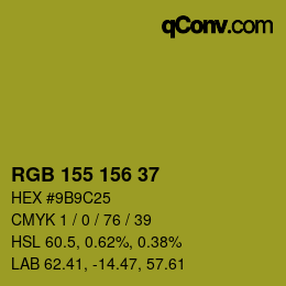 カラーコード: RGB 155 156 37 | qconv.com