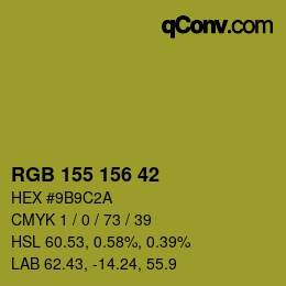 Color code: RGB 155 156 42 | qconv.com