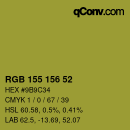Color code: RGB 155 156 52 | qconv.com