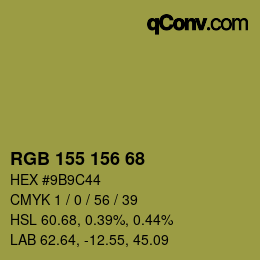 カラーコード: RGB 155 156 68 | qconv.com