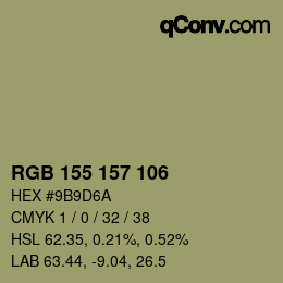 Color code: RGB 155 157 106 | qconv.com