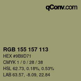 Color code: RGB 155 157 113 | qconv.com