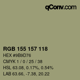 颜色代码: RGB 155 157 118 | qconv.com