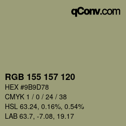 カラーコード: RGB 155 157 120 | qconv.com