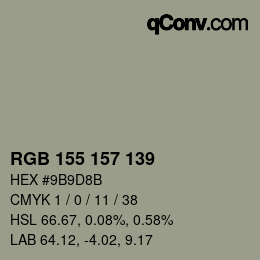 Código de color: RGB 155 157 139 | qconv.com