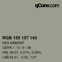 カラーコード: RGB 155 157 143 | qconv.com