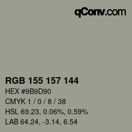 颜色代码: RGB 155 157 144 | qconv.com