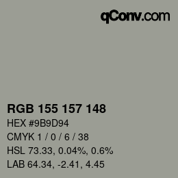 Color code: RGB 155 157 148 | qconv.com