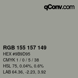 Color code: RGB 155 157 149 | qconv.com