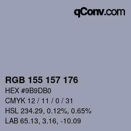 Código de color: RGB 155 157 176 | qconv.com