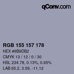 颜色代码: RGB 155 157 178 | qconv.com