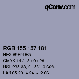 颜色代码: RGB 155 157 181 | qconv.com