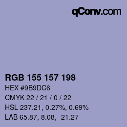 Farbcode: RGB 155 157 198 | qconv.com
