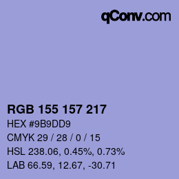 Color code: RGB 155 157 217 | qconv.com