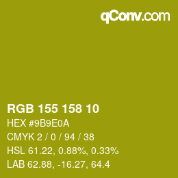 カラーコード: RGB 155 158 10 | qconv.com